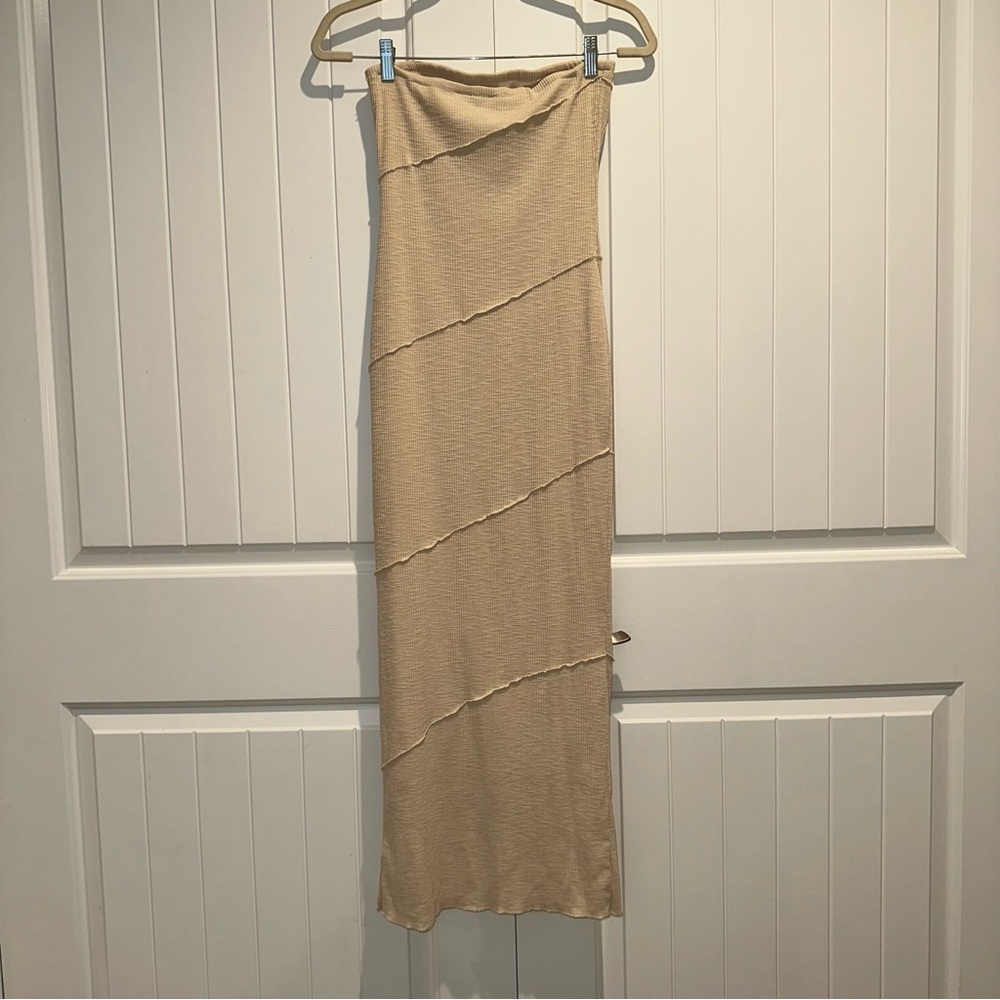 Elegant Tan Sleeveless Maxi Dress